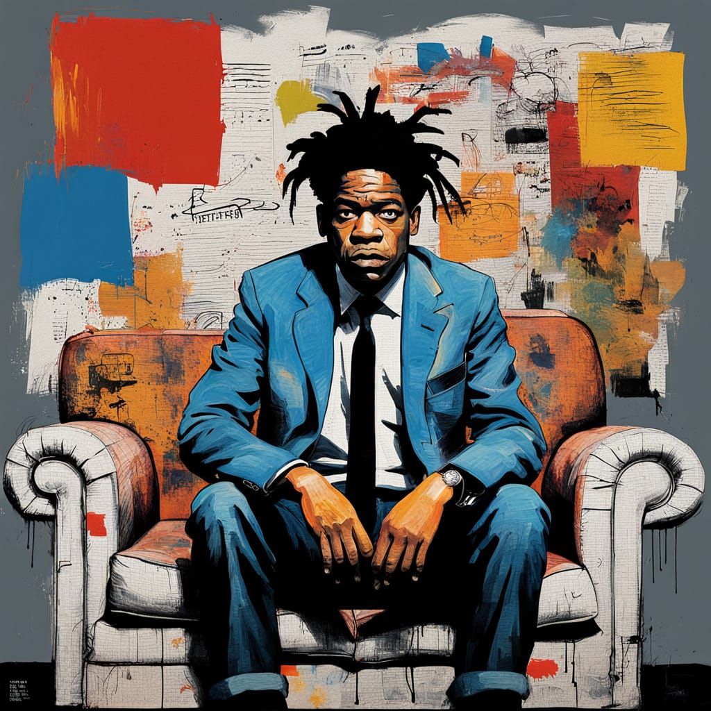 Dejected Contemporary Art Portrait in Vibrant, Expressive Br...
