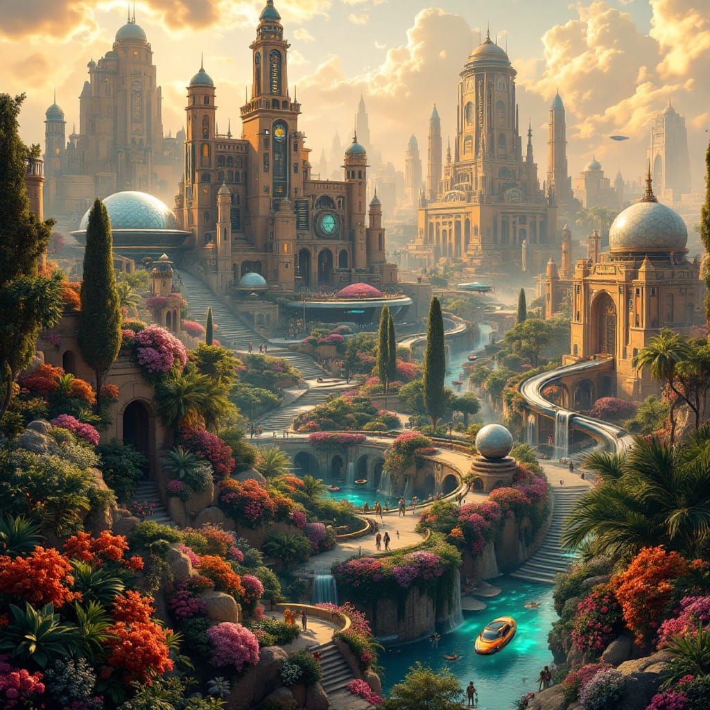 Babylonian Metropolis in a Futuristic Paradise