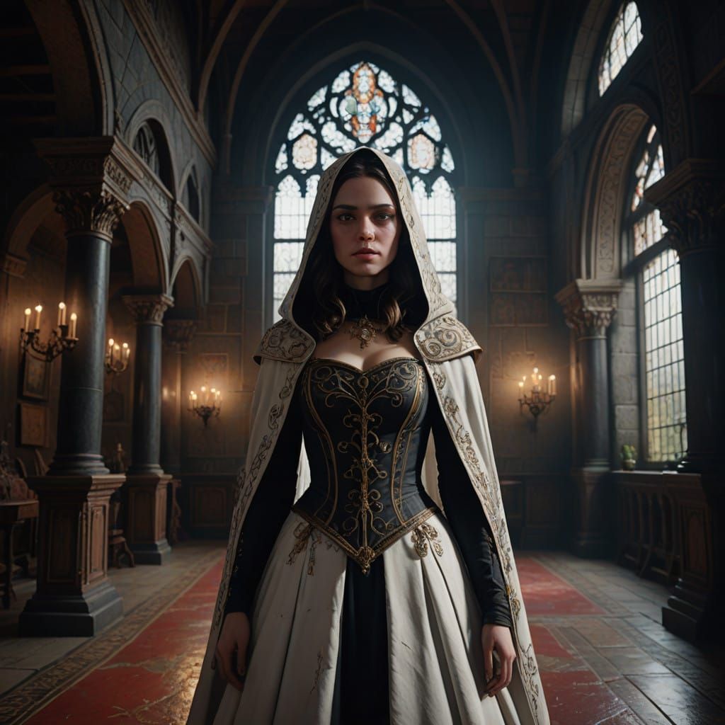 Regal Woman in Gothic Elegance