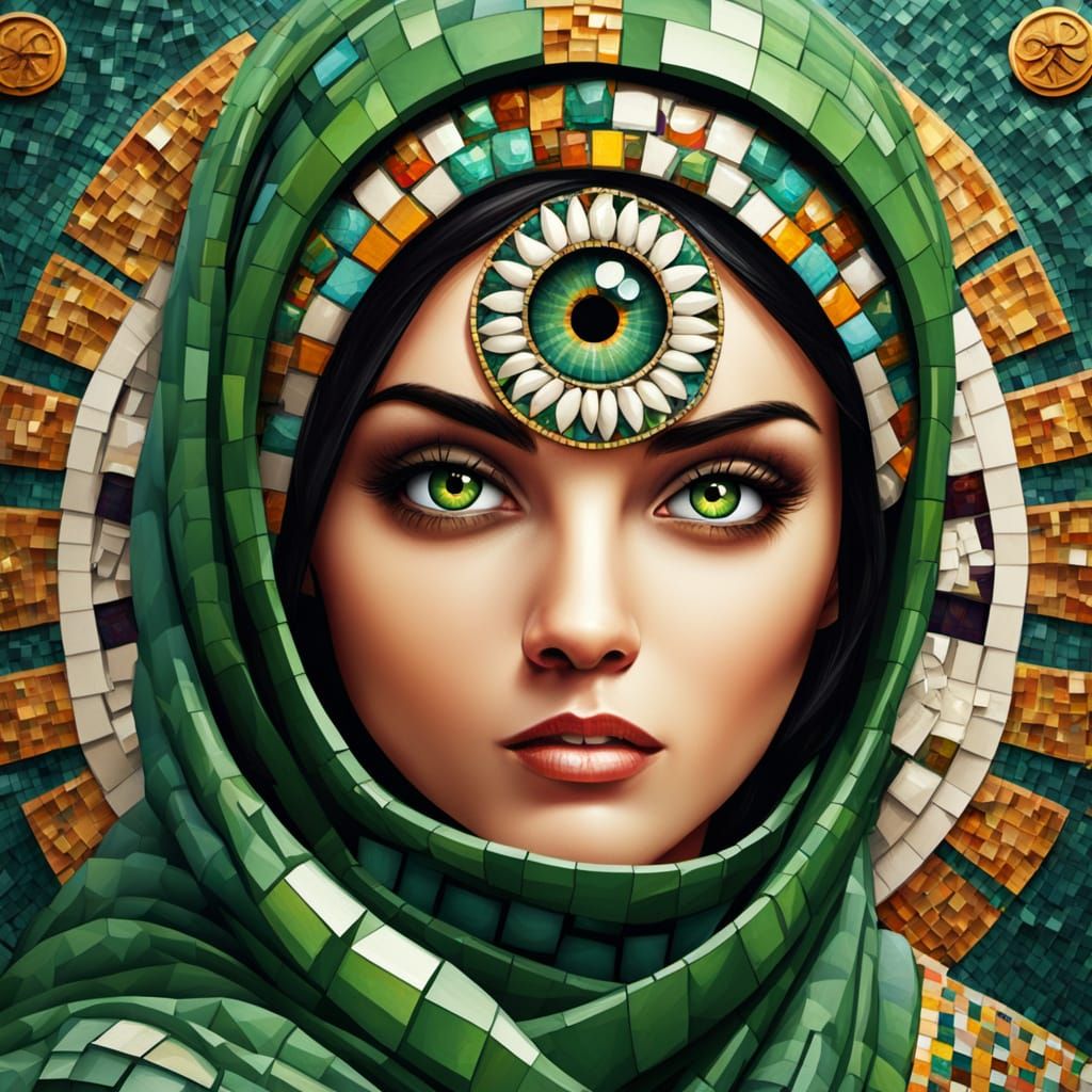 Surreal Mosaic Art Depicting Fantastical Creatures