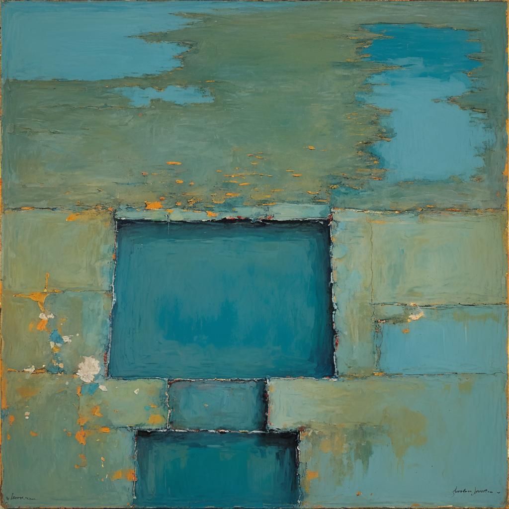 Abstract Blue Pool: A Rothko-esque Oil Painting