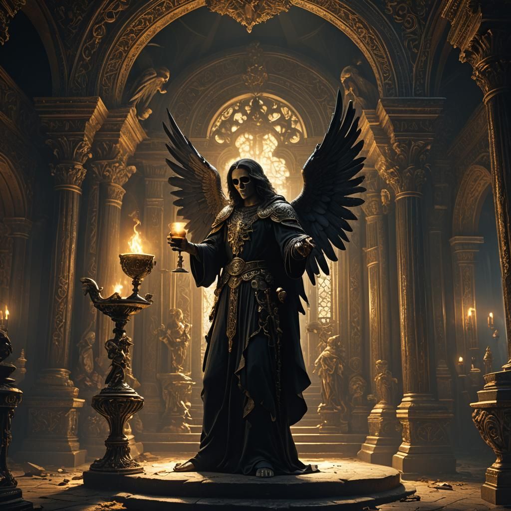 death handing a goblet to an angle Epic cinematic brilliant stunning intricate meticulously detailed dramatic atmospheri...