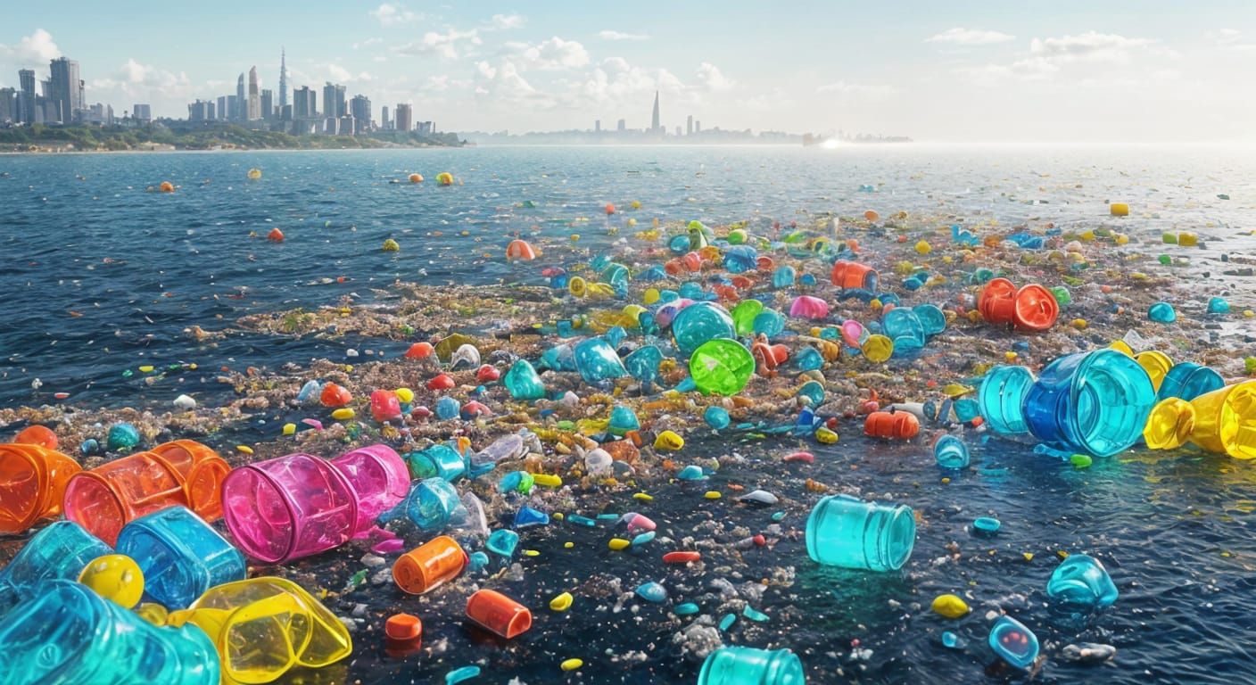 Neon Microplastic Ocean Pollution in Full HD