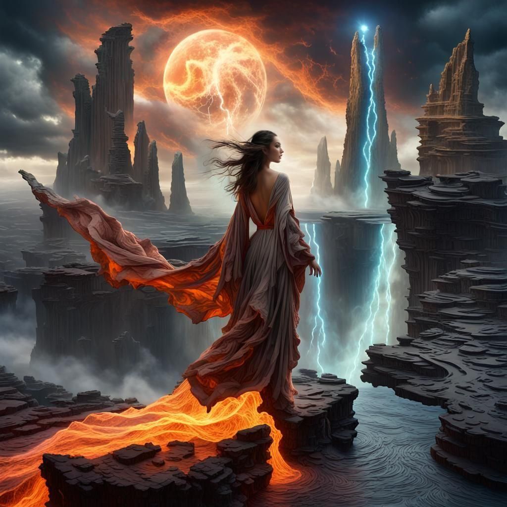 Desolate Landscape with Floating Earth Fragments