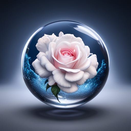 Glass Orb with Rose and Glitter: Digital Art