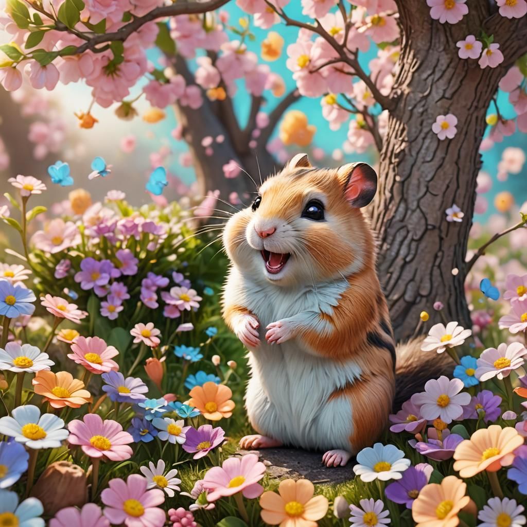 Hamster and Squirrel in a Pastel Wonderland