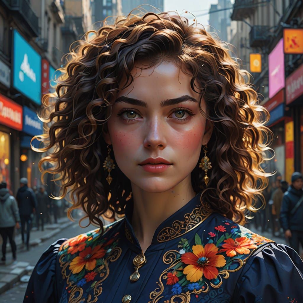 Vibrant Portrait of a Québécois Woman in Hyperrealistic Styl...