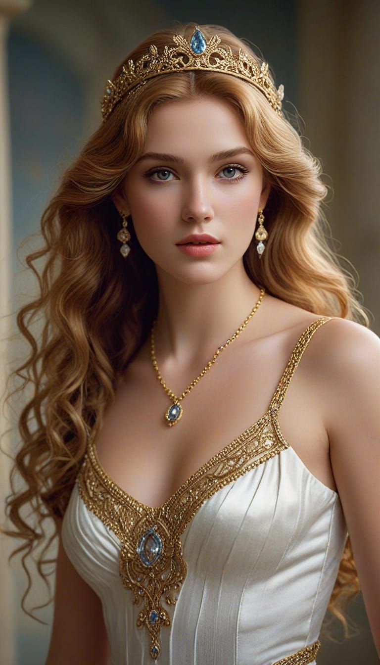 Ethereal Goddess in Ancient Greek Attire