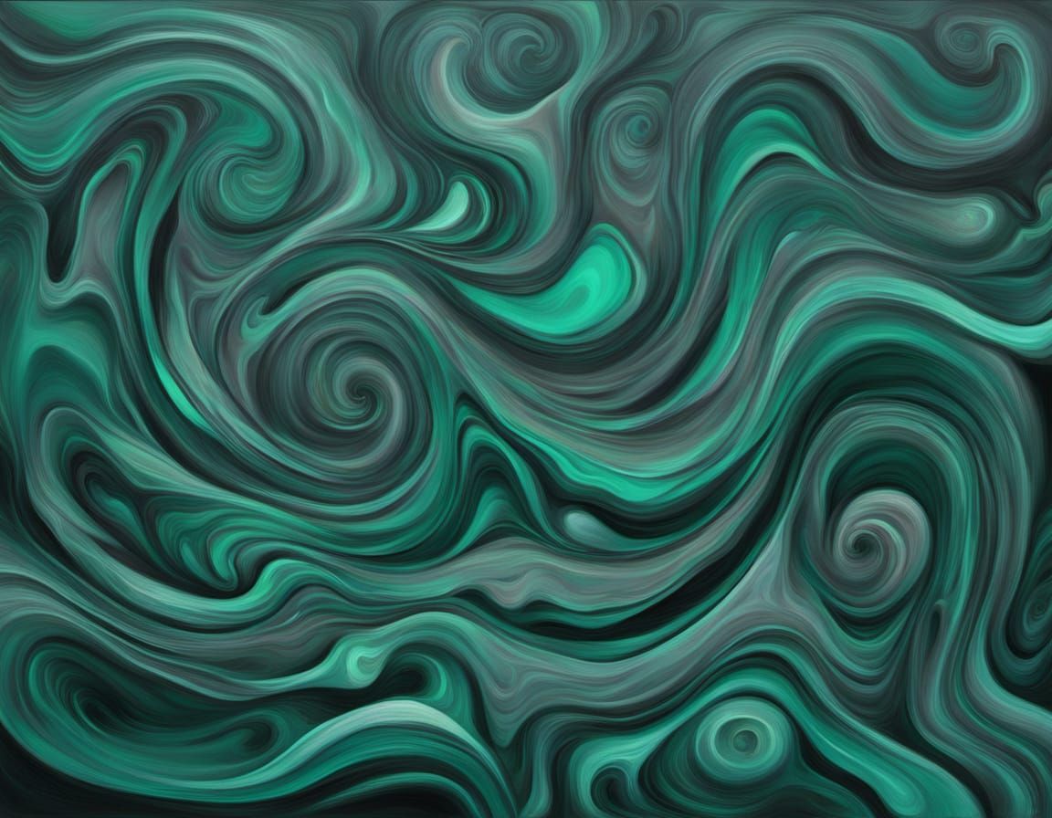 Surreal Undead Malachite Landscape Painting