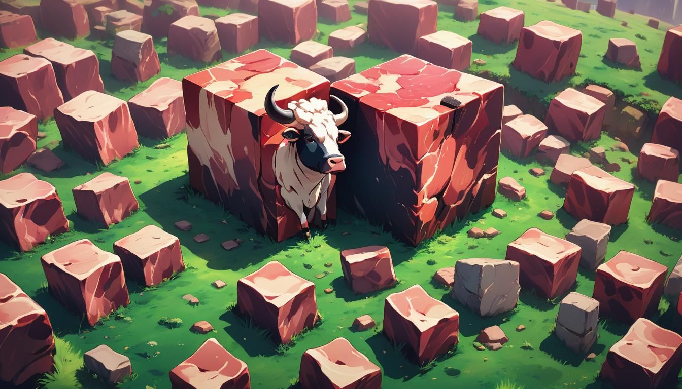 Sheep Basking on Beef Cube: Anime Style