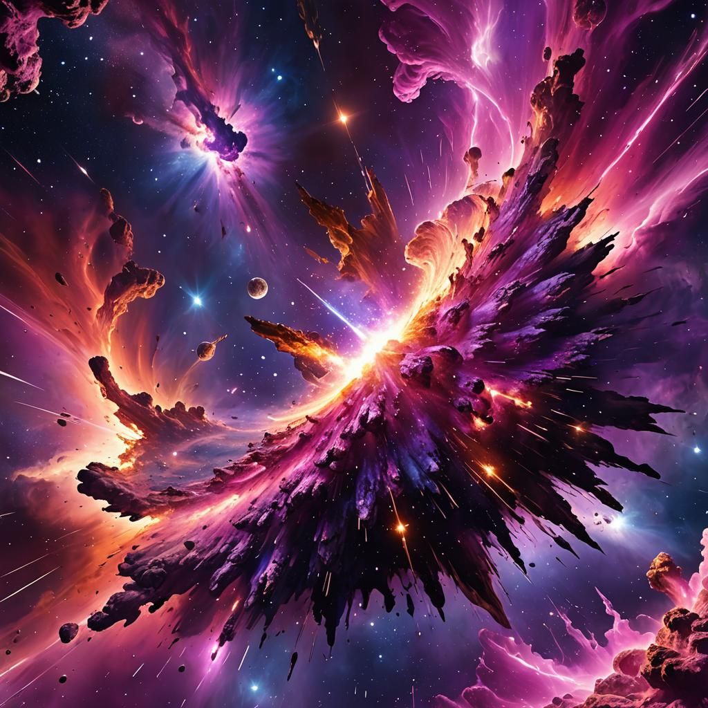Cosmic Explosion in Psychedelic Astral Art Style