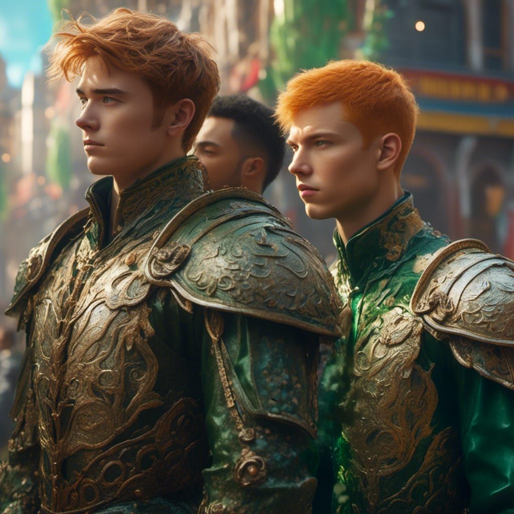 Two Men Standing Side-by-Side in Hyperrealistic Style