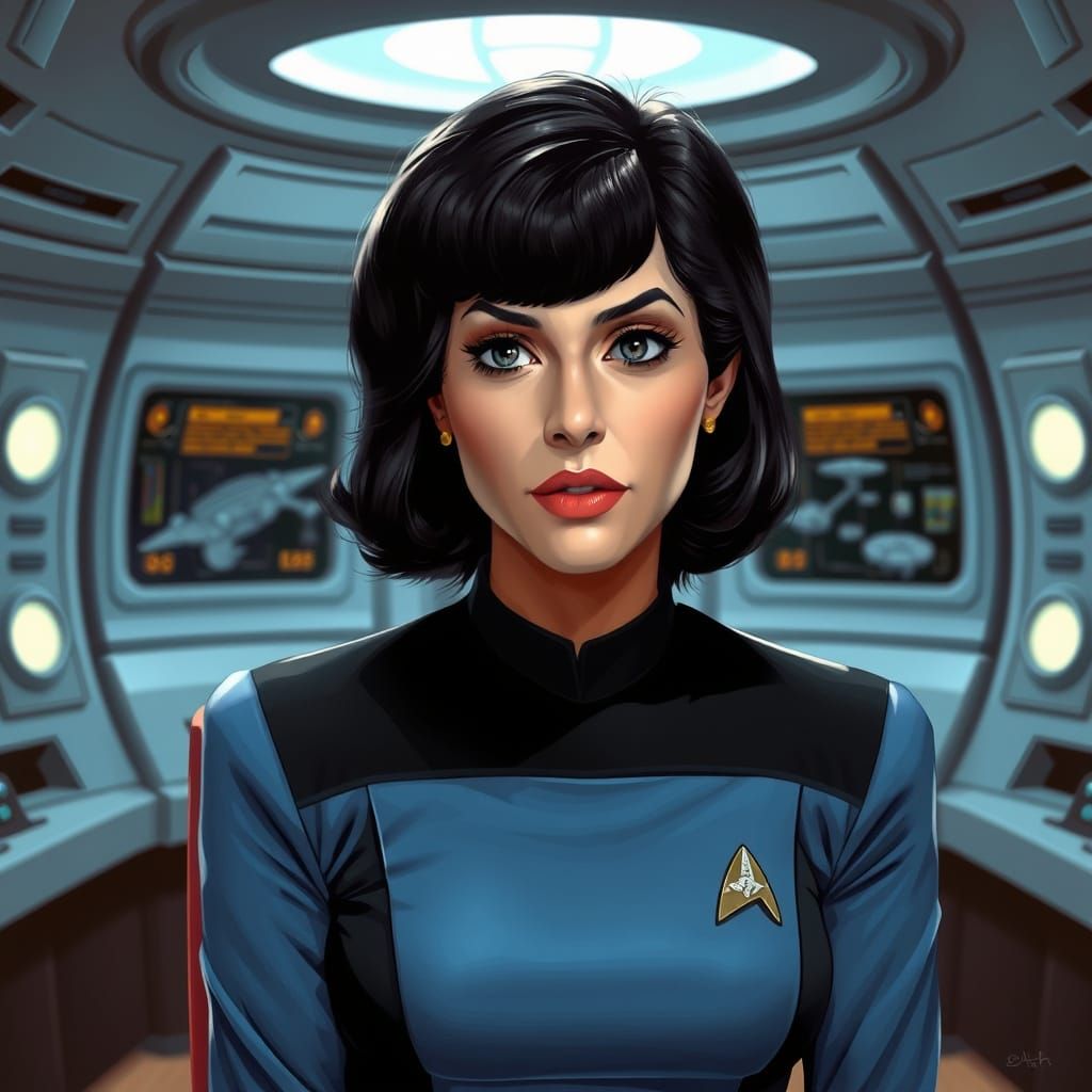 Betazoid Counselor in Starfleet Uniform in Sci-Fi Style