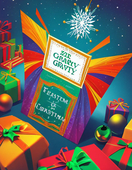Vibrant Christmas Celebration in Zero-Gravity