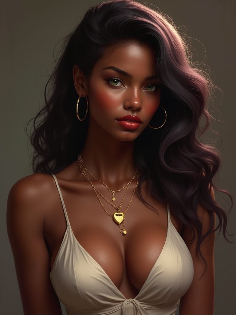 Portrait of Lavender-Haired Woman in Hyperdetailed Style