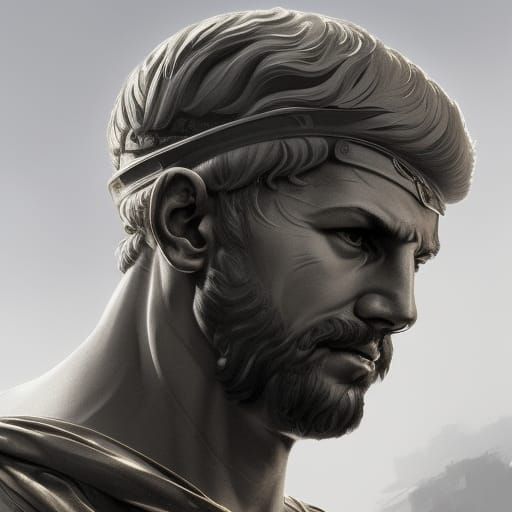 Heroic Roman Emperor Portrait in Hyperdetailed Style
