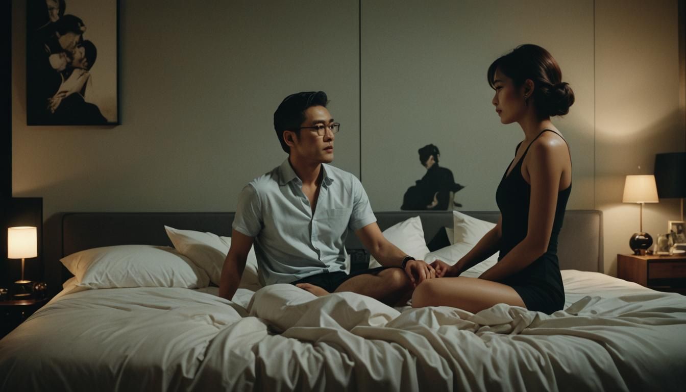Man and Woman Talking in Luxury Apartment at Night