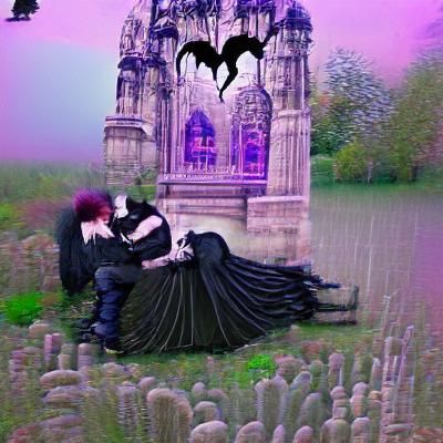 Gothic Silhouette in a Dark Landscape