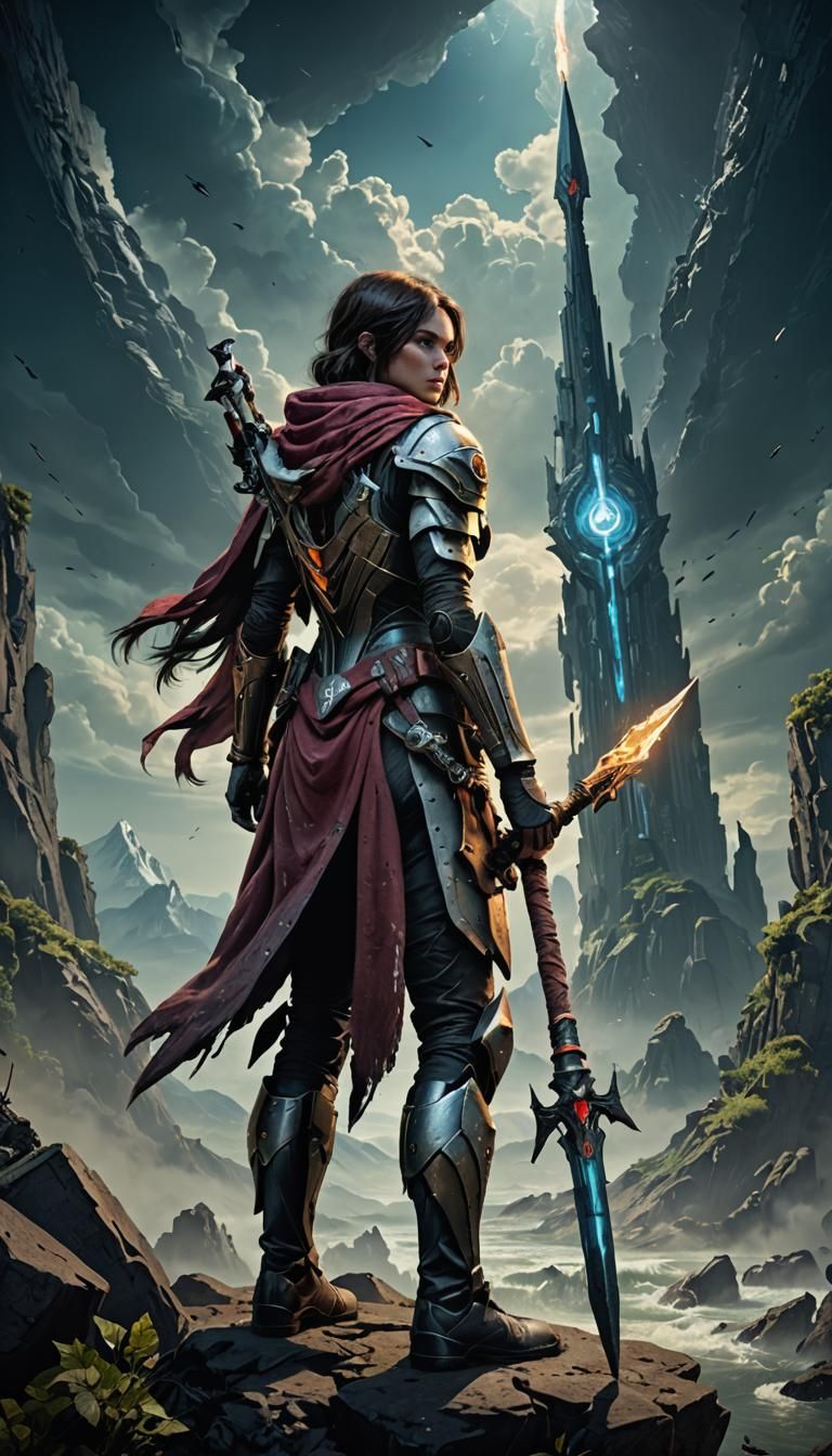Epic Fantasy Scene: Holding Destiny's Spear