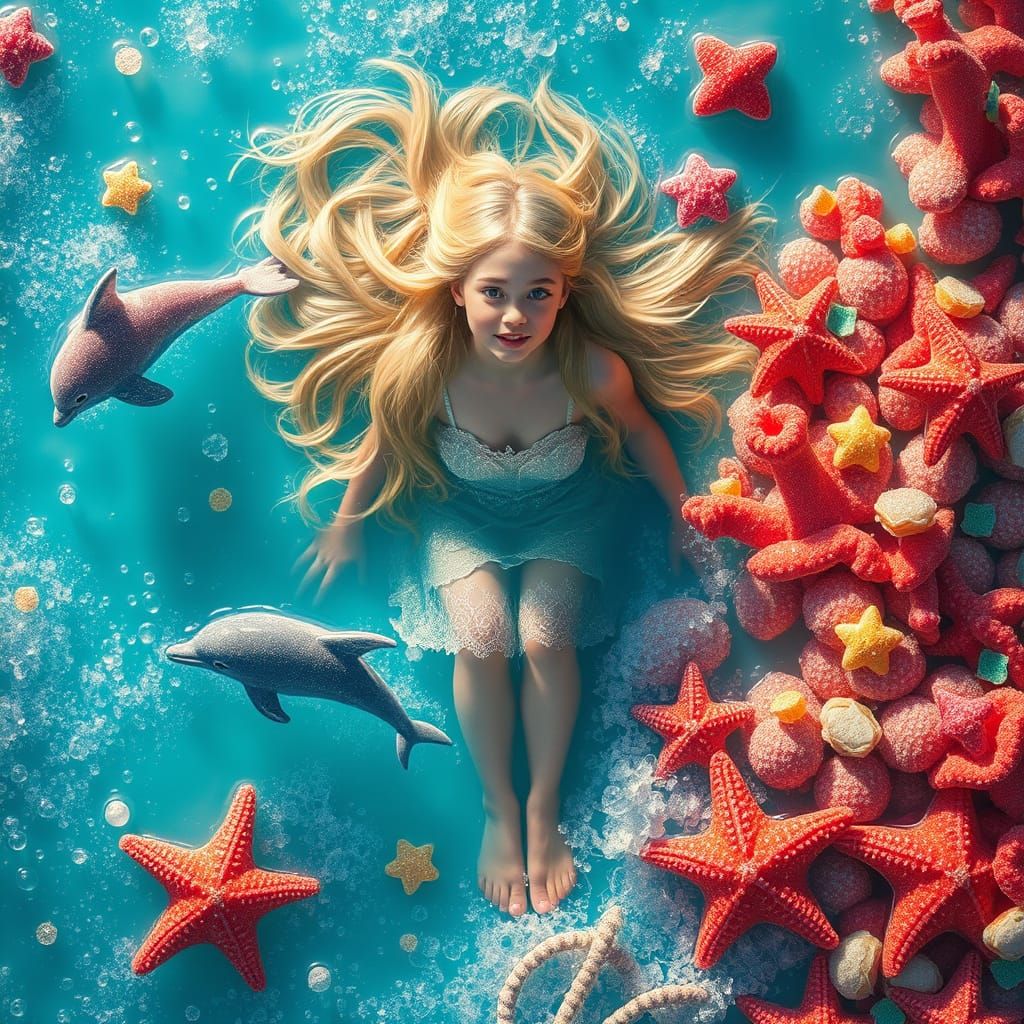 Dreamlike Soda Sea with Candy Dolphins