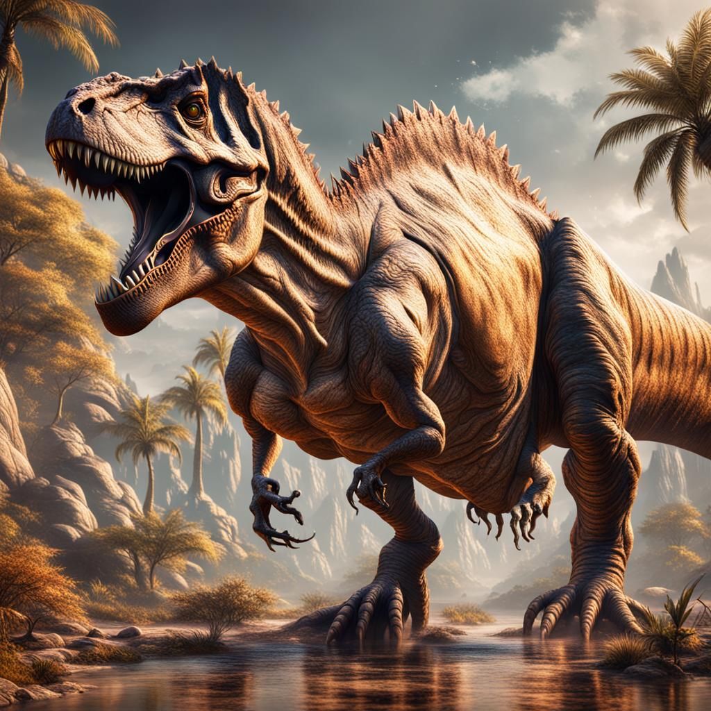 Detailed Tyrannosaurus Matte Painting in Deep Color