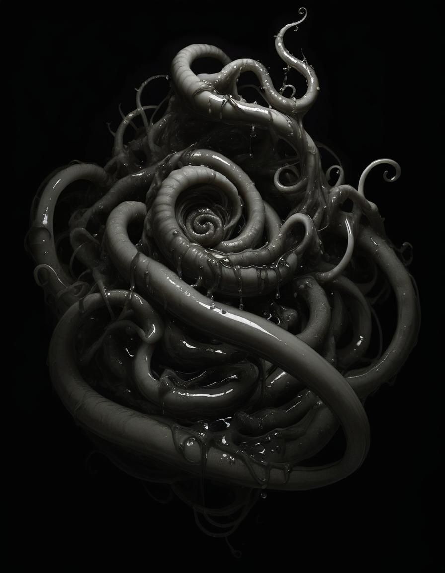 Grotesque Downward Spiral with Slimy Tendrils
