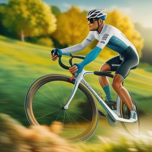 Cyclist Rides Through Countryside: Hyperdetailed Concept Art