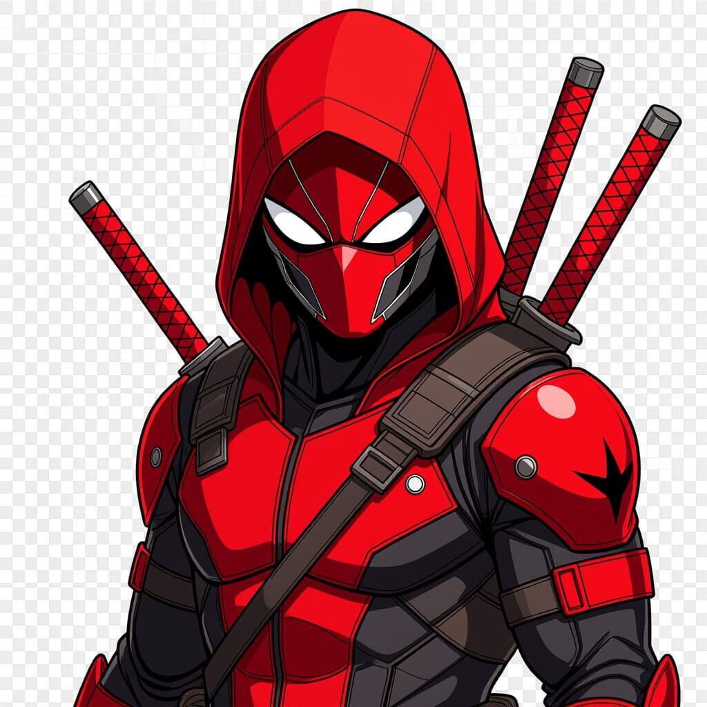 Red Hood Helmet and Body Transparent Background Anime Art