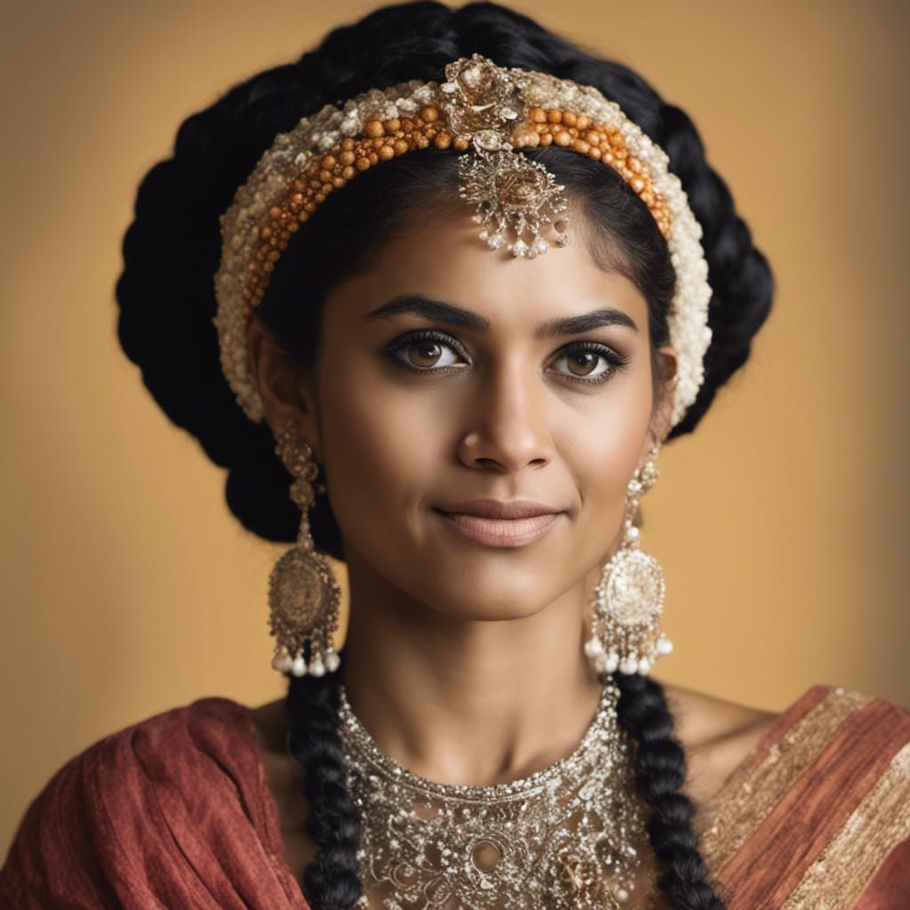 Stunning Portrait of Indian Woman Dancing Bharatanatyam