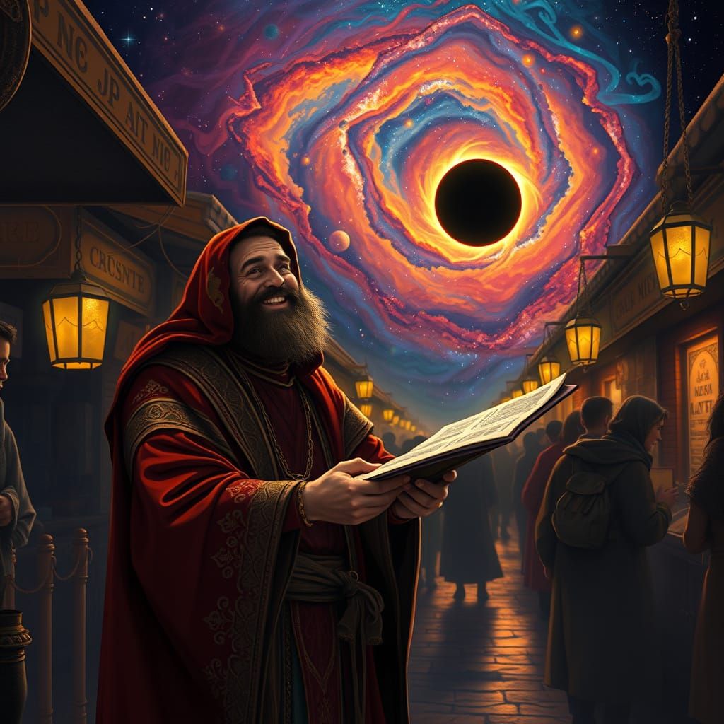 Scribe Relates Eclipse Spectacle in Fantasy Marketplace