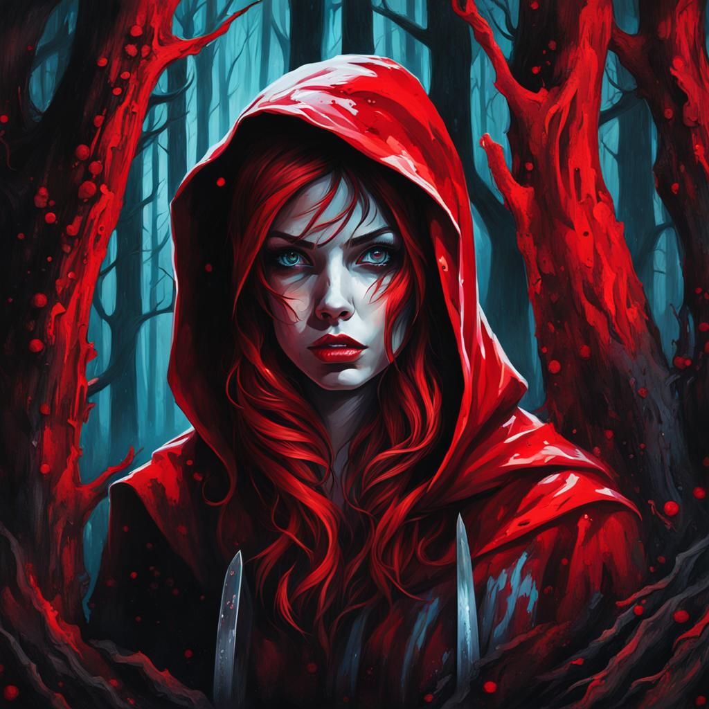 Horror Little Red Riding Hood in Graffiti Art Style