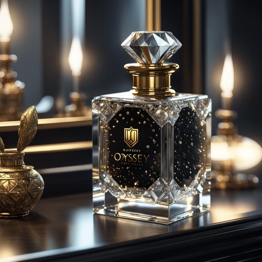 Diamond Crystal Perfume Bottle in Hyperrealistic 3D