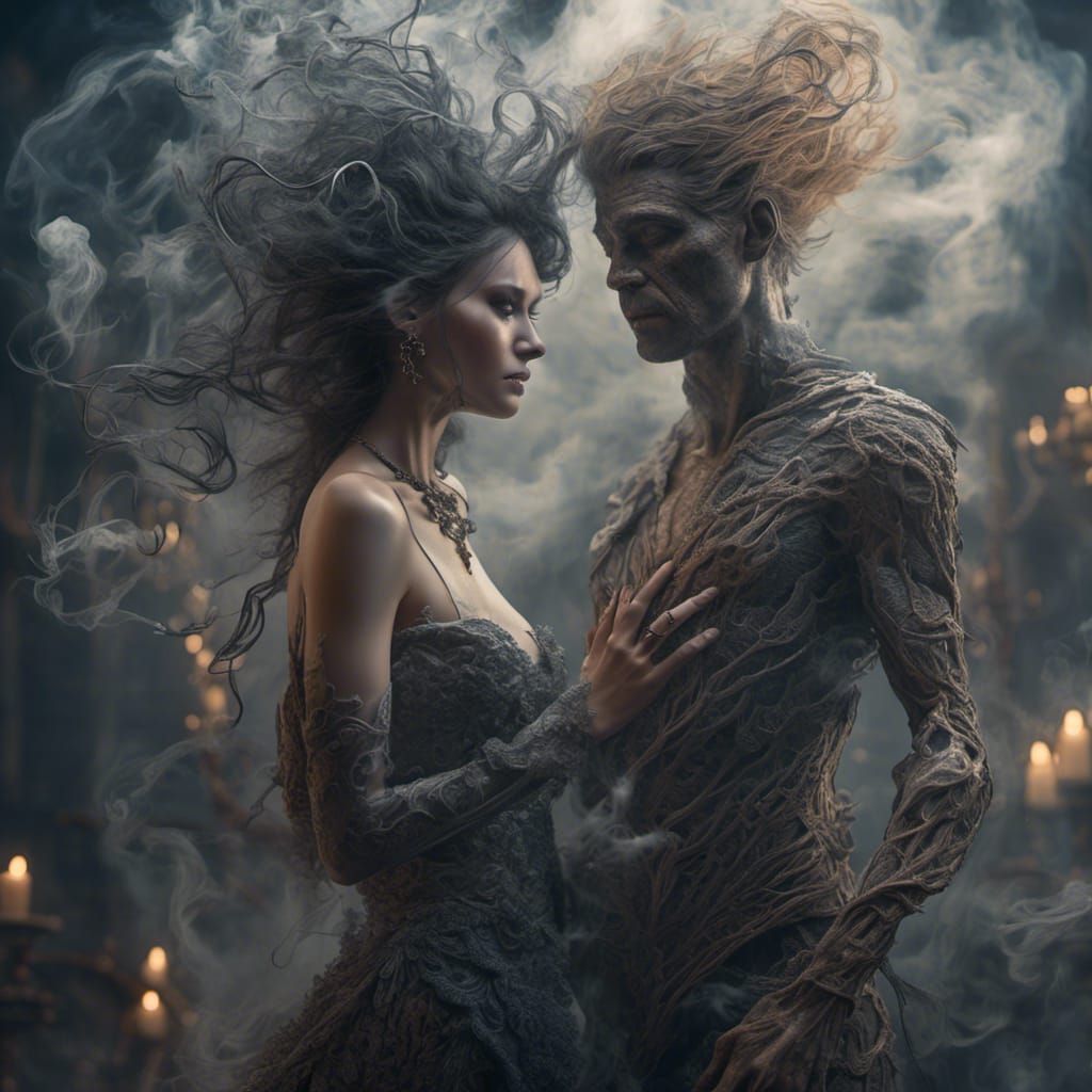 Ethereal Beauty in Smoke: A Hyperrealistic Digital Painting