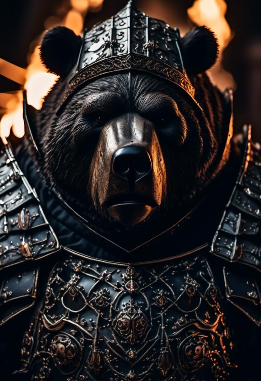 Armored Bear Dark Knight in Bonfire Light