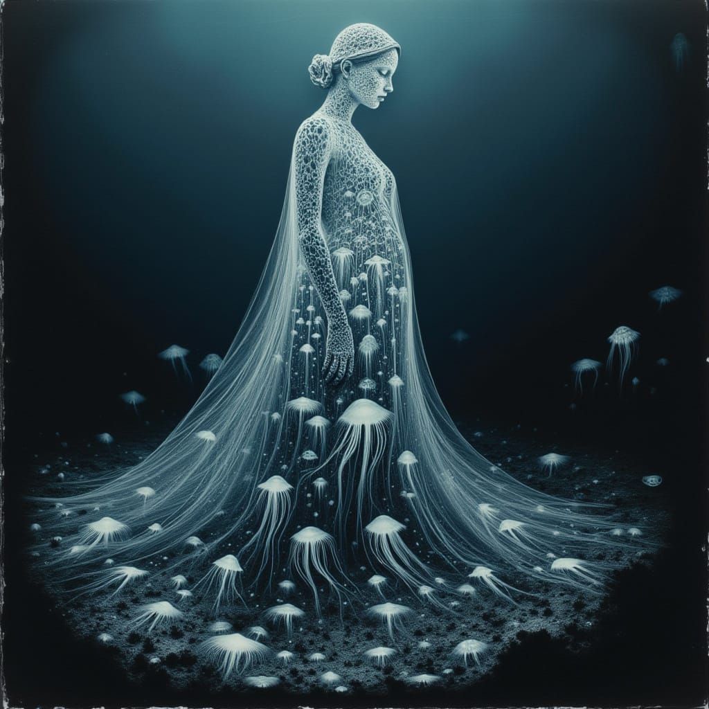 Ethereal Art Deco Spectral Figure in Dadaist Collage