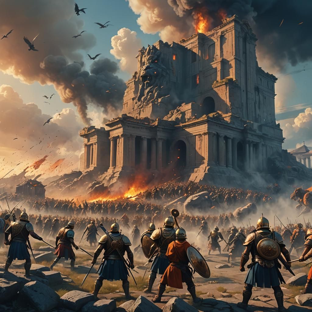 Roman Legionnaires Clash with Mythical Creatures