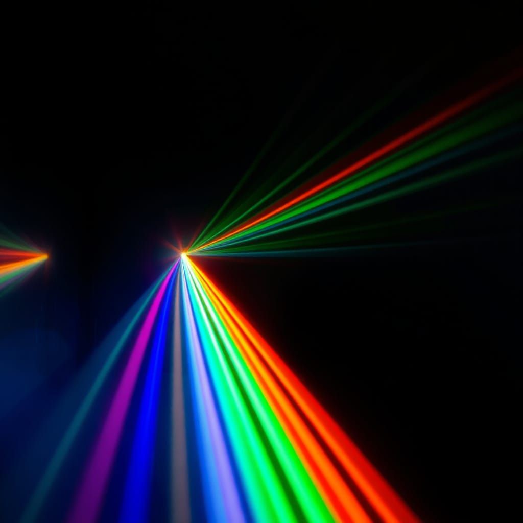 Refracted Neon Light Creates Prismatic Rainbow Effect