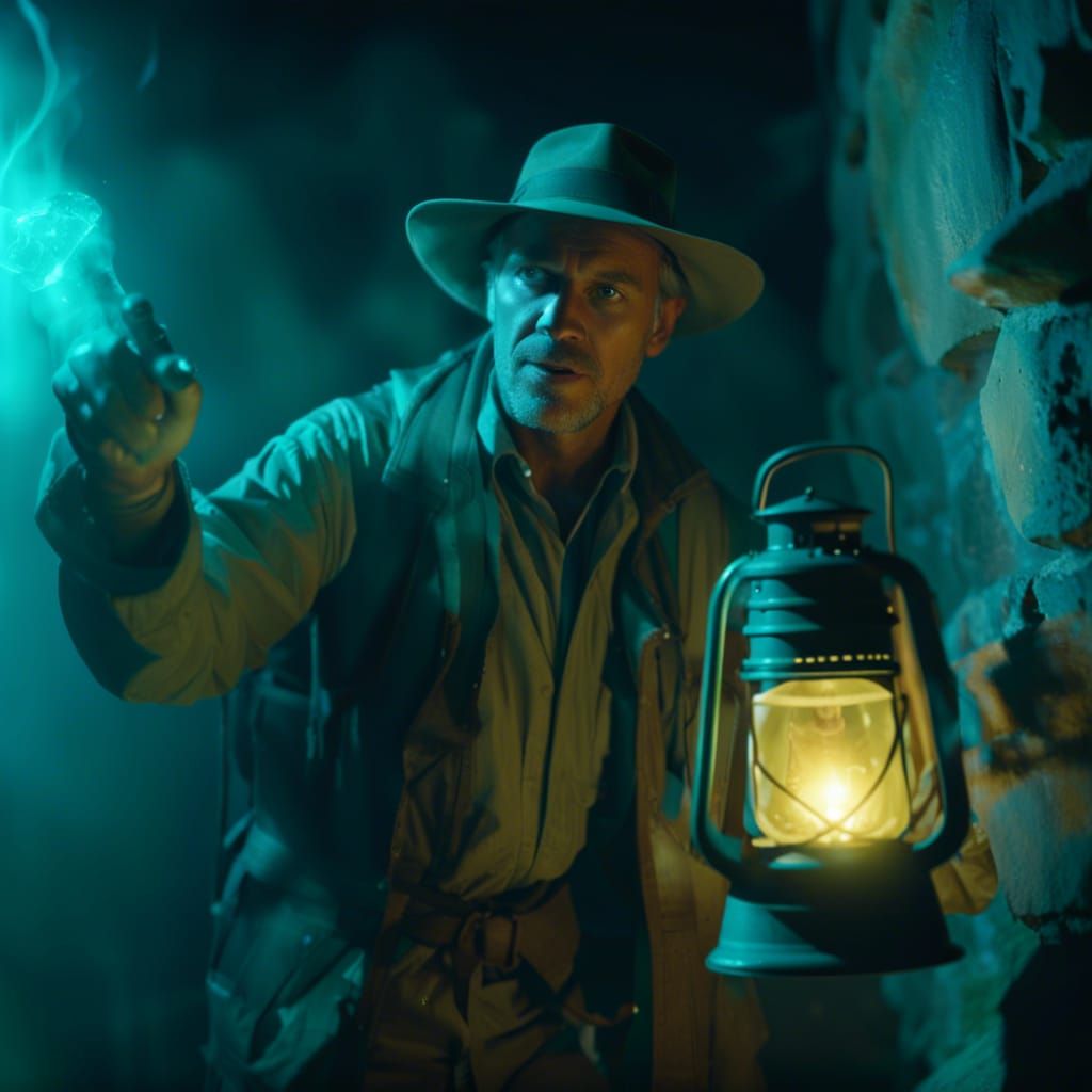 Archaeologist in Ghostly Tomb: Cinematic Concept Art