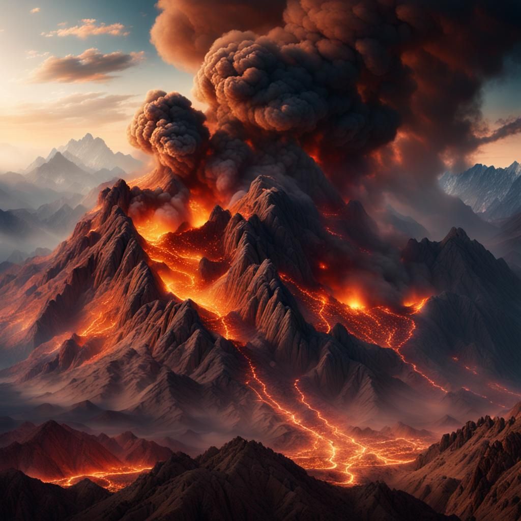 Dramatic Smoke and Fire on Mount Sinai