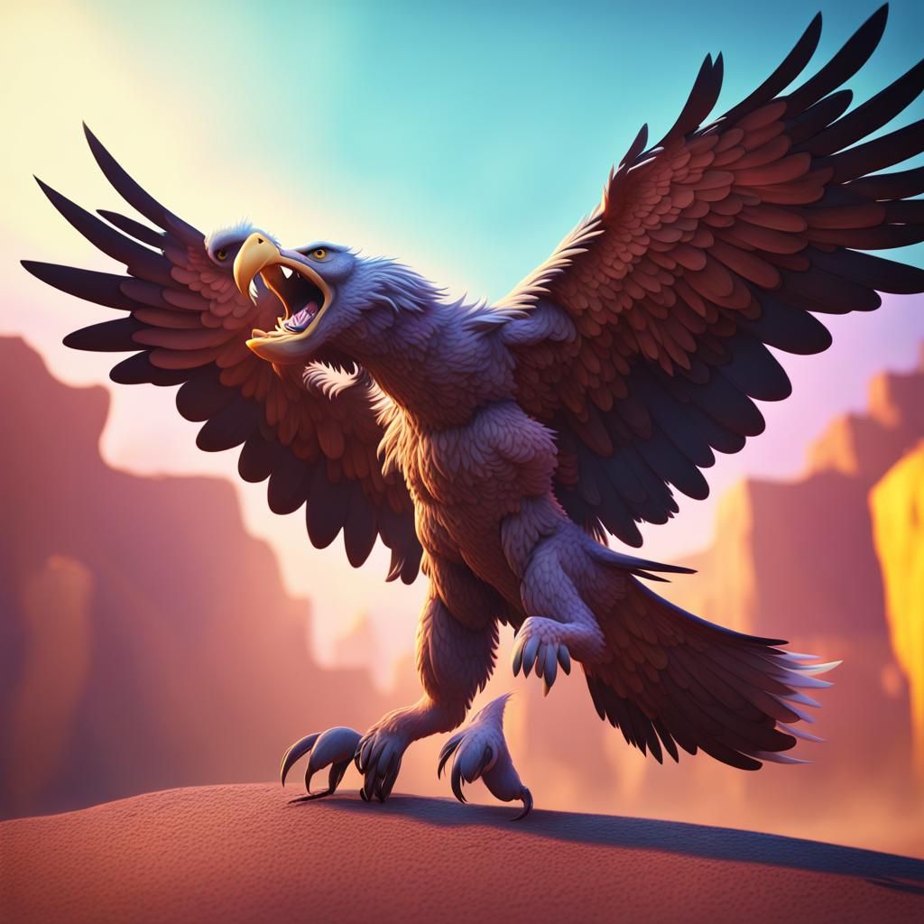Epic Wolf Eagle Battle: Pixar Style 3D Art