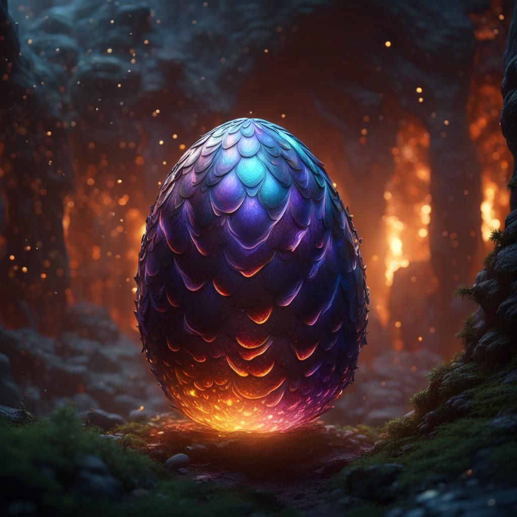 Iridescent Dragon Egg with Ethereal Stars