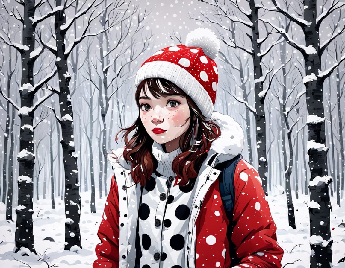 Polka Dot Snowball Fight Poster Art