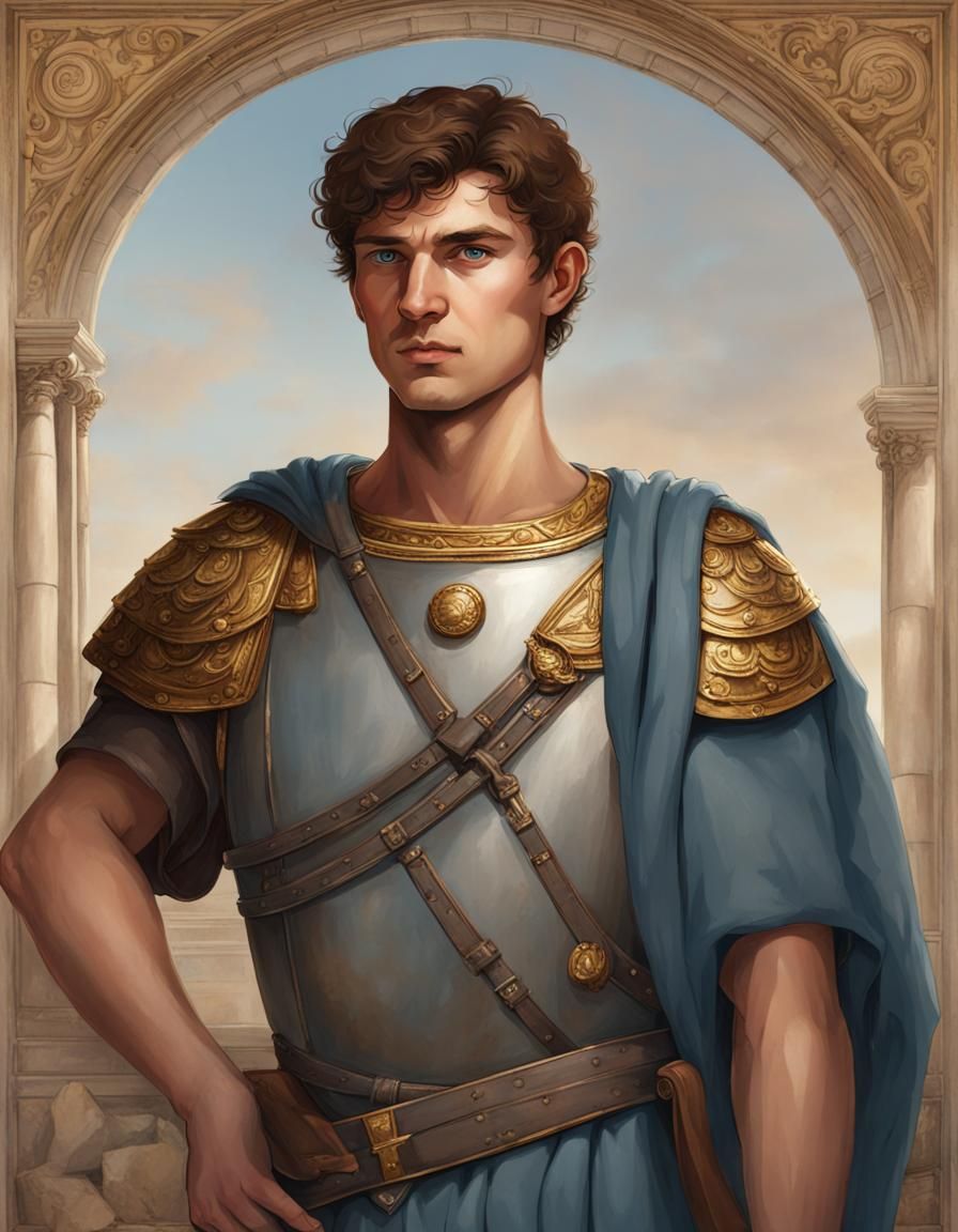 Young Roman General Portrait with Gold-Brown Hair