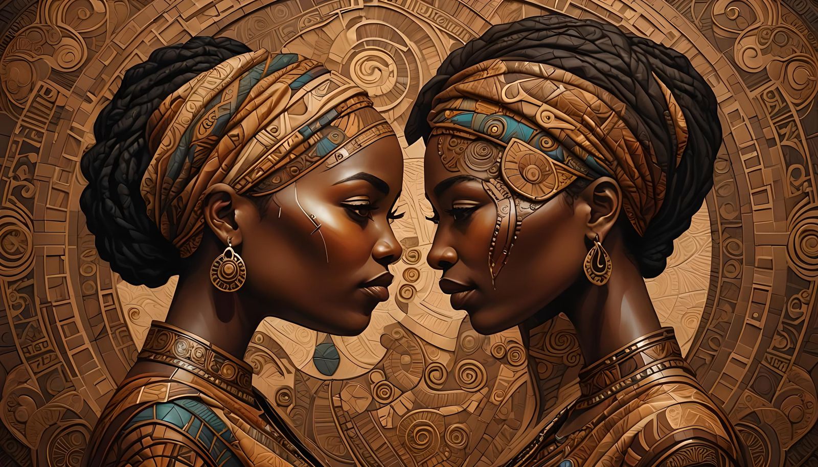 Abstract Mural of Two African Women