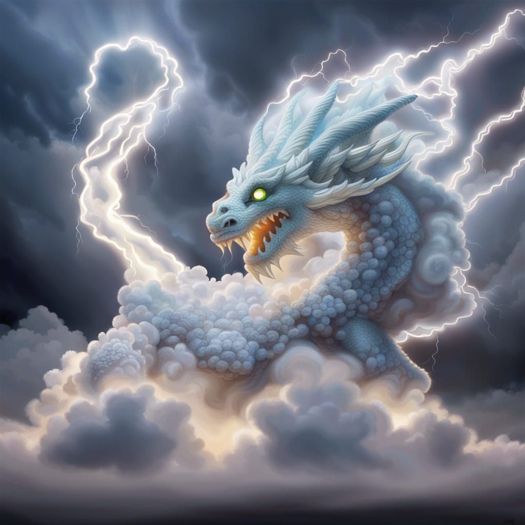 Cloud Dragon Lightning Ghost in Dreamlike Style