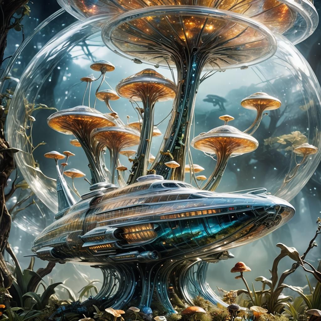 Blown Glass Starship Enterprise Sculpture