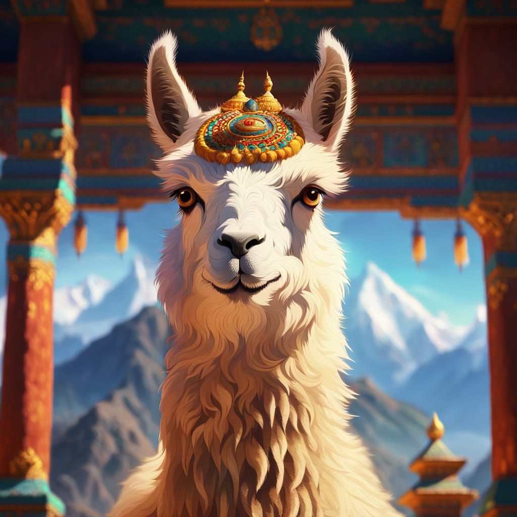 Majestic Dalai Lama Portrait in Buddhist Art Style