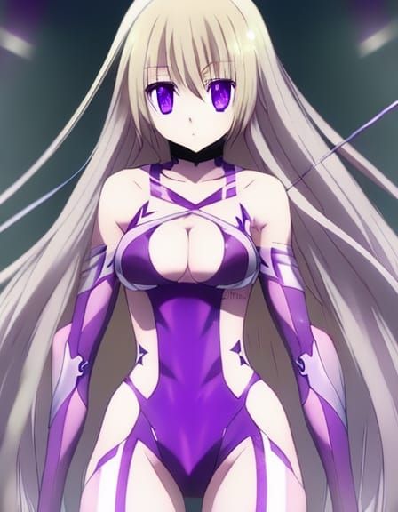 Anime Athlete with Purple Eyes and Blonde Hair