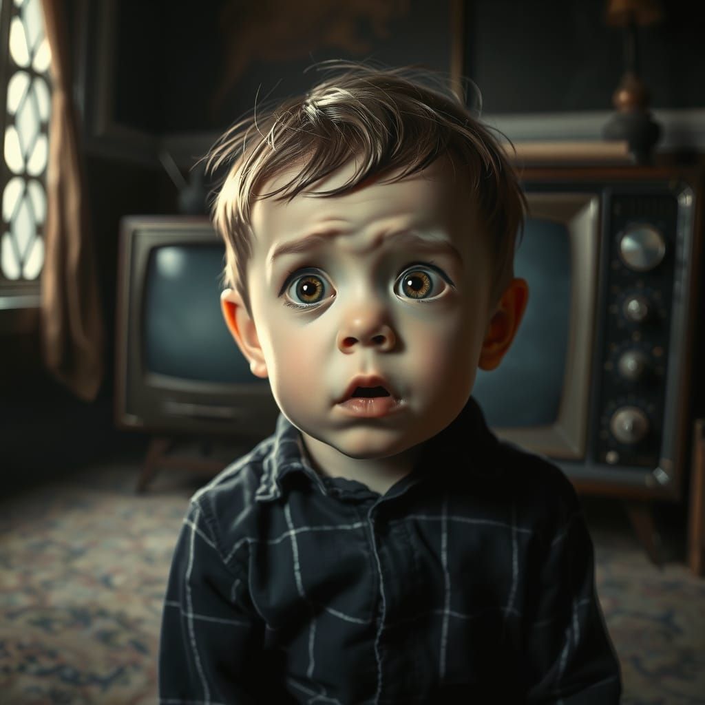 Square-Eyed Boy in Gothic Horror Setting