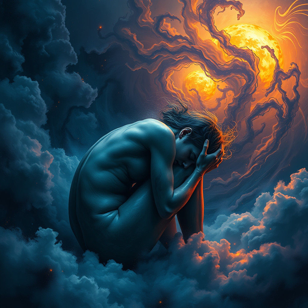 Emotional Turmoil in Futuristic Landscapes